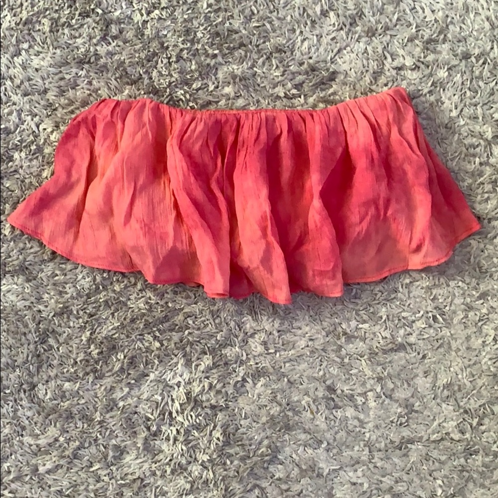Pink strapless crop top